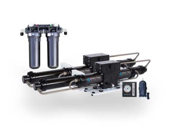 SPECTRA LB 800 These systems are engineered for stationary or industrial applications to provide 33 gallons of fresh water per hour (128 Liters/hour) and can run up to 12 hour