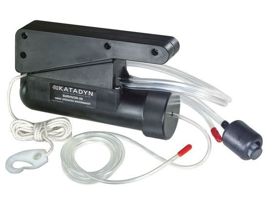 KATADYN SURVIVOR 06 WATERMAKER It's the smallest hand-operated emergency desalinator in the world. Compact and lightweight, weighing only 1.13 kg / 2.5 lbs.