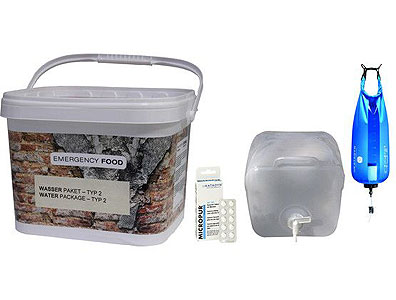 The Katadyn Base Camp Pro 10L included in this pack enables water contaminated by microorganisms to be immediately transformed into pure drinking water without